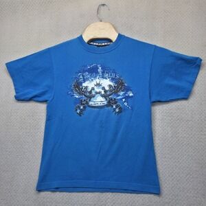 Vintage JNCO T-Shirt Youth XL Blue USA Made Y2K Skater Dragon Graphic‎ Print Tee